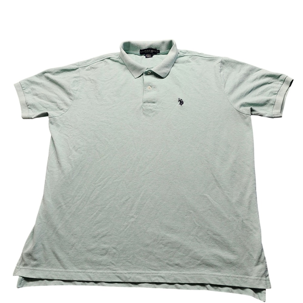US Polo Assn Mens XL Polo Shirt Mint Green Short Sleeve Pique Logo Golf Sporty